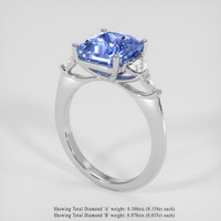 4.08 Ct. Blue Sapphire Ring, 14K White Gold 2