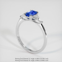 1.00 Ct. Blue Sapphire Ring, 18K White Gold 2