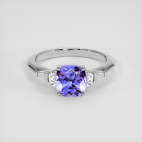 1.51 Ct. Violetish Blue Tanzanite Ring, 18K White Gold 1