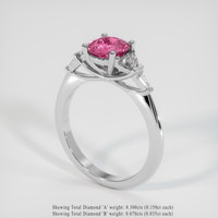 1.23 Ct. Pink Sapphire Ring, 18K White Gold 2