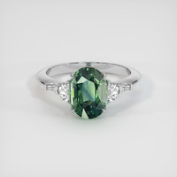 3.51 Ct. Bluish Green Sapphire Ring, 18K White Gold 1