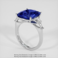 5.56 Ct. Blue Sapphire Ring, 18K White Gold 2