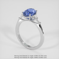 3.76 Ct. Blue Sapphire Ring, 18K White Gold 2