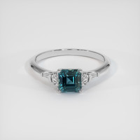 1.57 Ct. Greenish Blue Sapphire Ring, 18K White Gold 1