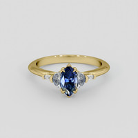 0.84 Ct. Blue Sapphire Ring, 10K Yellow Gold 1