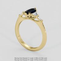 0.87 Ct. Blue Sapphire Ring, 10K Yellow Gold 2