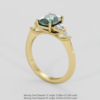 2.18 Ct. Bluish Green Sapphire Ring, 10K Yellow Gold 2