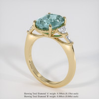 4.75 Ct. Greenish Blue Sapphire Ring, 14K Yellow Gold 2