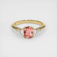 1.08 Ct. Padparadscha Sapphire Ring, 14K Yellow Gold 1