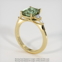 4.03 Ct. Green Sapphire Ring, 14K Yellow Gold 2