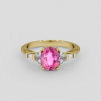 1.32 Ct. Pink Sapphire Ring, 14K Yellow Gold 1