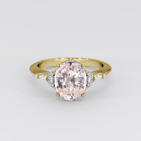 3.06 Ct. Peach Sapphire Ring, 14K Yellow Gold 1