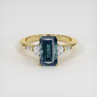 3.10 Ct. Greenish Blue Sapphire Ring, 14K Yellow Gold 1