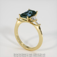 3.10 Ct. Greenish Blue Sapphire Ring, 14K Yellow Gold 2