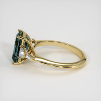 3.10 Ct. Greenish Blue Sapphire Ring, 14K Yellow Gold 4