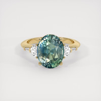 5.16 Ct. Bluish Green Sapphire Ring, 14K Yellow Gold 1