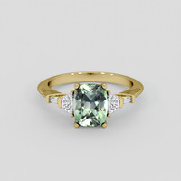 2.18 Ct. Bluish Green Sapphire Ring, 14K Yellow Gold 1