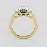 2.18 Ct. Bluish Green Sapphire Ring, 14K Yellow Gold 3