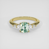 1.25 Ct. Bluish Green Sapphire Ring, 14K Yellow Gold 1