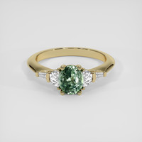 1.06 Ct. Bluish Green Sapphire Ring, 14K Yellow Gold 1