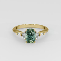 1.63 Ct. Green Sapphire Ring, 14K Yellow Gold 1