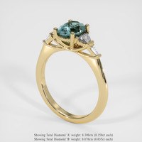 1.58 Ct. Bluish Green Sapphire Ring, 14K Yellow Gold 2
