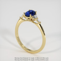 0.61 Ct. Blue Sapphire Ring, 18K Yellow Gold 2