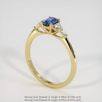 0.79 Ct. Blue Sapphire Ring, 18K Yellow Gold 2