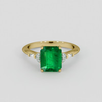 3.89 Ct. Emerald Ring, 18K Yellow Gold 1
