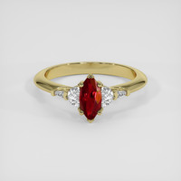 0.76 Ct. Ruby Ring, 18K Yellow Gold 1