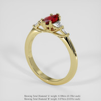 0.76 Ct. Ruby Ring, 18K Yellow Gold 2