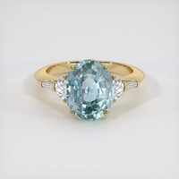 4.75 Ct. Greenish Blue Sapphire Ring, 18K Yellow Gold 1