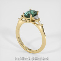 2.00 Ct. Bluish Green Sapphire Ring, 18K Yellow Gold 2