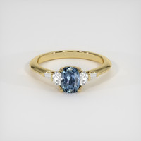 0.98 Ct. Greyish Blue Sapphire Ring, 18K Yellow Gold 1