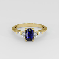 0.91 Ct. Blue Sapphire Ring, 18K Yellow Gold 1