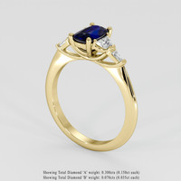 0.91 Ct. Blue Sapphire Ring, 18K Yellow Gold 2