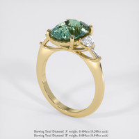 5.16 Ct. Bluish Green Sapphire Ring, 18K Yellow Gold 2