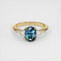 1.94 Ct. Greenish Blue Sapphire Ring, 18K Yellow Gold 1