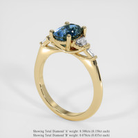 1.94 Ct. Greenish Blue Sapphire Ring, 18K Yellow Gold 2