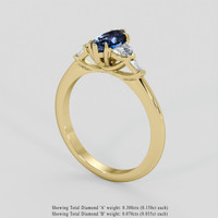 0.84 Ct. Blue Sapphire Ring, 18K Yellow Gold 2