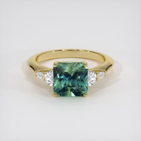 3.06 Ct. Bluish Green Sapphire Ring, 18K Yellow Gold 1
