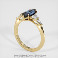 1.76 Ct. Bluish Purple Sapphire Ring, 18K Yellow Gold 2