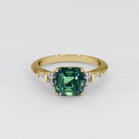 3.05 Ct. Bluish Green Sapphire Ring, 18K Yellow Gold 1