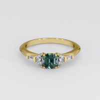 0.67 Ct. Bluish Green Sapphire Ring, 18K Yellow Gold 1
