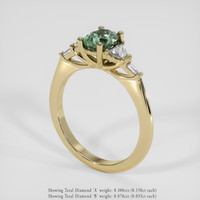 1.06 Ct. Bluish Green Sapphire Ring, 18K Yellow Gold 2