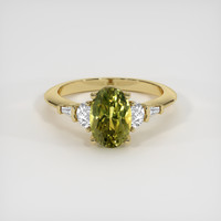2.43 Ct. Yellowish Green Sapphire Ring, 18K Yellow Gold 1