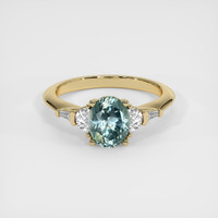 1.58 Ct. Bluish Green Sapphire Ring, 18K Yellow Gold 1