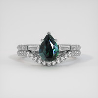 2.08 Ct. Bluish Green Sapphire Ring, Platinum 950 1