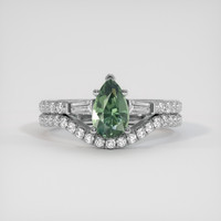 1.62 Ct. Green Sapphire Ring, 14K White Gold 1