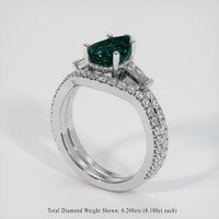 2.08 Ct. Bluish Green Sapphire Ring, 14K White Gold 2